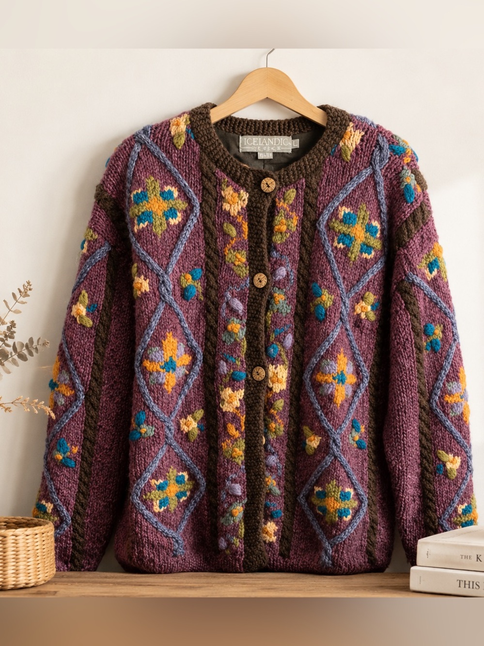 Vintage Icelandic Design Lined Knit Sweater Women’s Size L